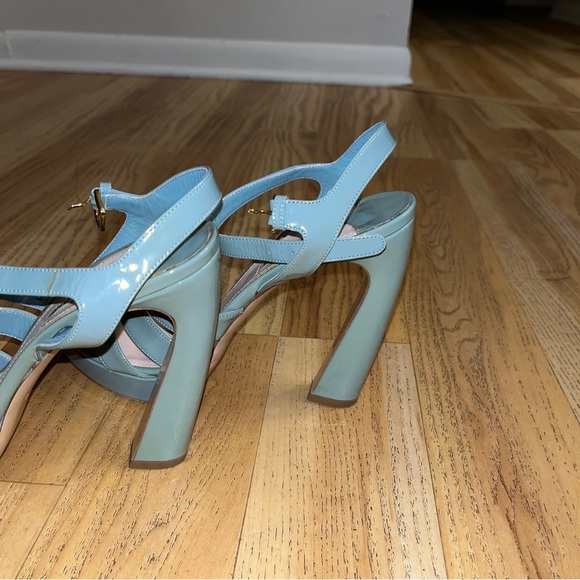 MIU MIU Patent Leather Platform Slanted High Heels Strappy Sandals - Size 41 - Picture 7 of 7